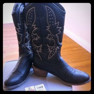 Black Faux Cowboy Boots